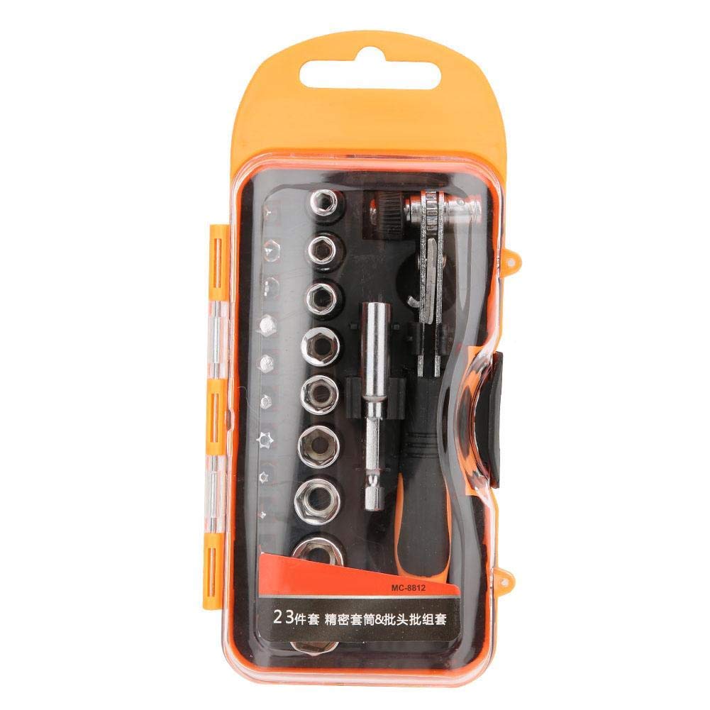 KEKEYANG 24Pcs Ratchet Screwdriver Set-with Slot Cross Star Hex U-Type Tri-Angle Y-Type Screwdriver Bit, Chrome Vanadium Steel Wrench Sockets Hand Tool for Family Garage Workshop Tools