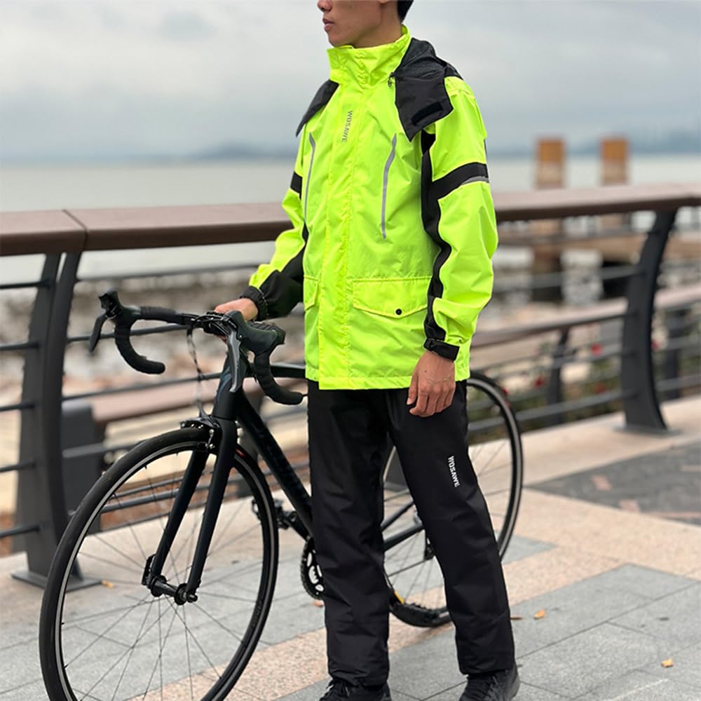 Regenanzug Herren & Dame, Wasserdichter Regenmantel, Regenbekleidung (Jacke + Hose), Atmungsaktives Regenjacke, Motorrad Regenanzug, für Fahrradfahren Radfahren Camping Wandern