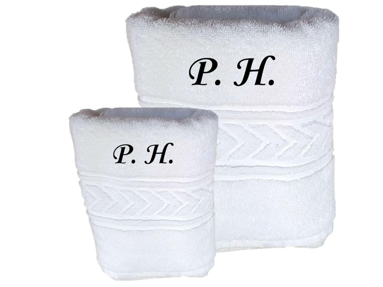 Nenel Juego de Toallas Personalizadas Bordadas – Toallas de baño con Nombre o Iniciales Bordado - Suaves y Absorbentes, 100% algodón (1 Toalla de Lavabo + 1 Toalla de Ducha Grande)