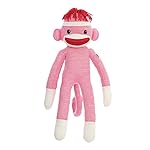Plushland 20 Adorable Sock Monkey, Soft Plush Knitted Stuffed Animal Toy Gift - for Kids, Babies, Teens, Girls and Boys Baby Doll Present Gift Mother\'s Day Birthday Graduation Puppet (Pink)