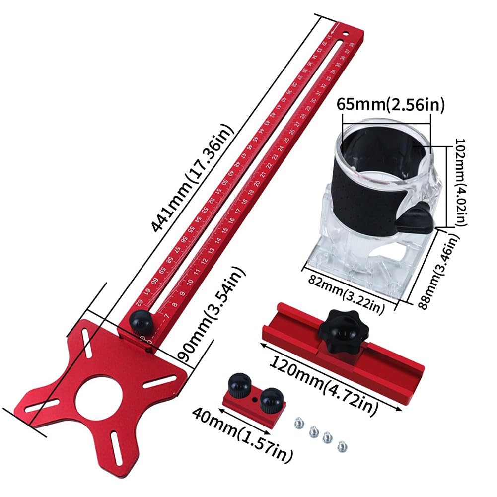 Router Fräsrillenhalterung, Holzbearbeitung, Schrankvorrichtung, Aluminiumlegierung mit Schnelldemontage-Design, für Kreisschneiden, für Rot