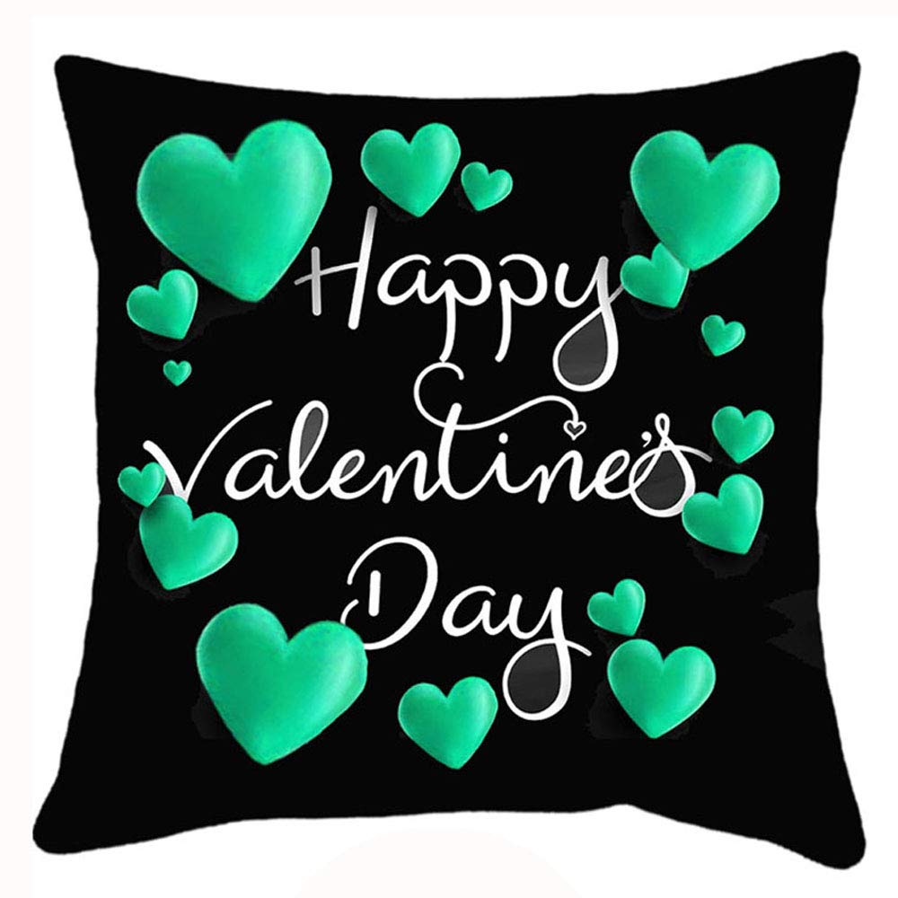 Akshant Gift Wrap Heart Theme Text Print Soft Satin Green Cushion with Filler for Valentine Akshant Gift, Size-12x12 Inches Set of 1 Pcs