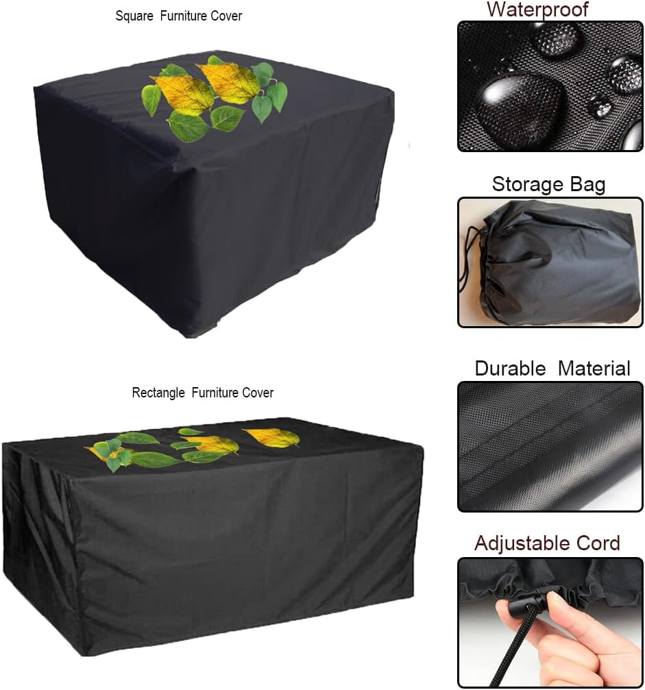 J&C Patio Furniture Covers Waterproof Outdoor Furniture Covers Lawn 420D Table Set Cover Patio Furniture Set Cover Dustproof Small Outdoor Patio Table Cover (63x63x31in)