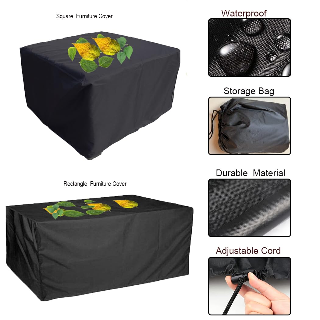 J&C Patio Table Cover 420D Square/Rectangle Furniture Covers/Table Cover Waterproof UV Resistant Furniture Sets Protection Cover for Outdoor Garden Furniture Set (76x76x29in)
