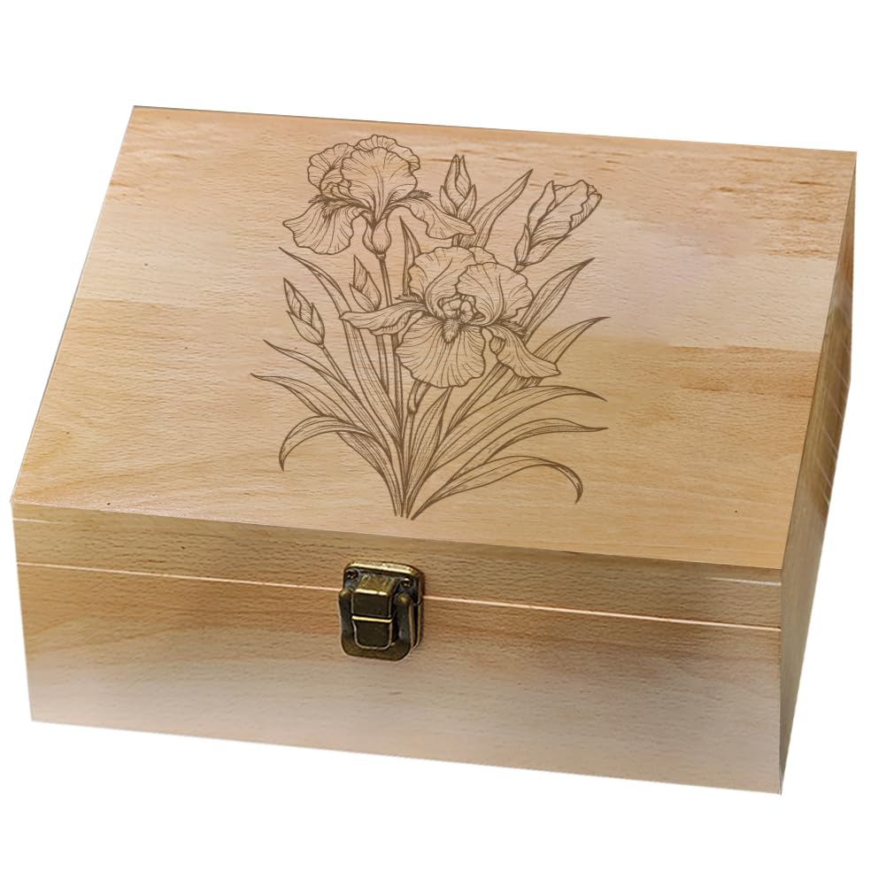 arricraft 1Pc Boîte de Souvenirs en Bois Coffret Baptême, Motif D'iris