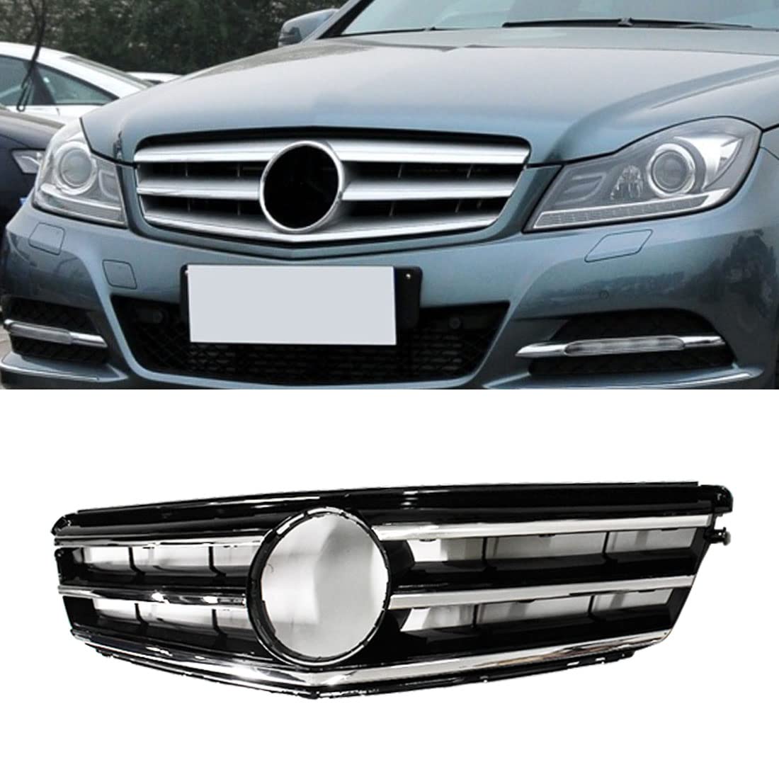 ABS Kühlergrill Sportlicher Kühlergrill Für Mercedes W204/C204 Coupe - Hochglanz Schwarz Von LLCTOOLS Mercedes W204 Tuning