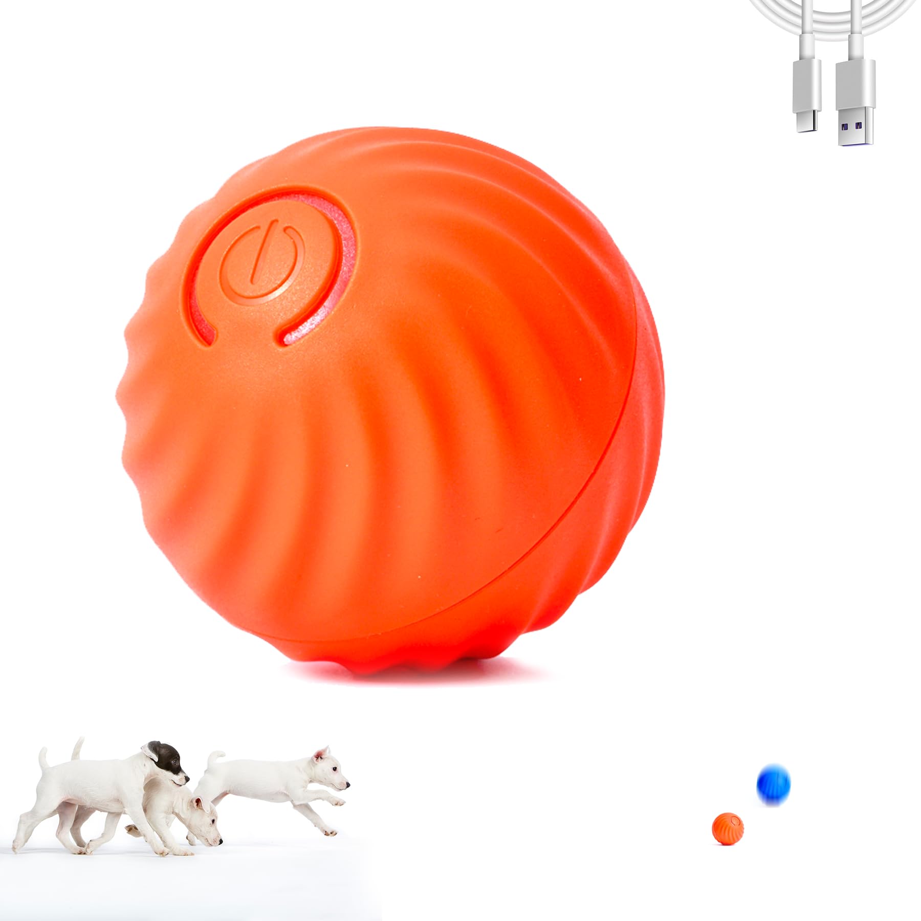 Trumoon 2025 New Upgrade Dog Bouncing Ball, Smart Jumping Dog Balls That Moves on Its Own(Size Upgrade - Orange)