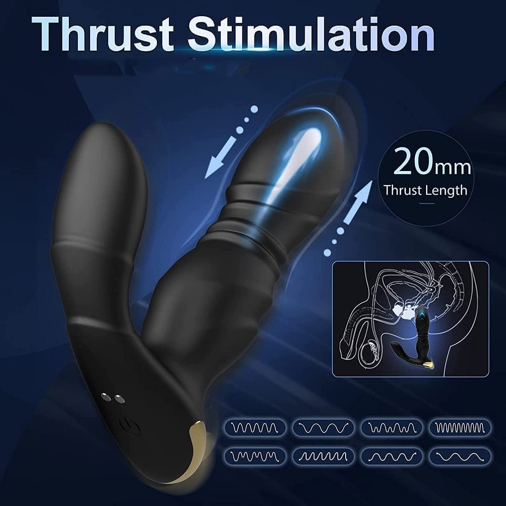 Masajeador con mando a distancia para hombre, recargable, con 10 modos de vibración y 2 potentes motores