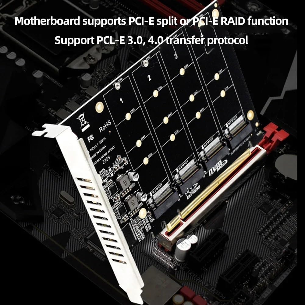 Czterokanałowa karta rozszerzeń protokołu transmisji M.2 NVME PCIE 3.0 4.0 4x32 Gb/s PCIE RAID obsługa 2230 2242 2260 228