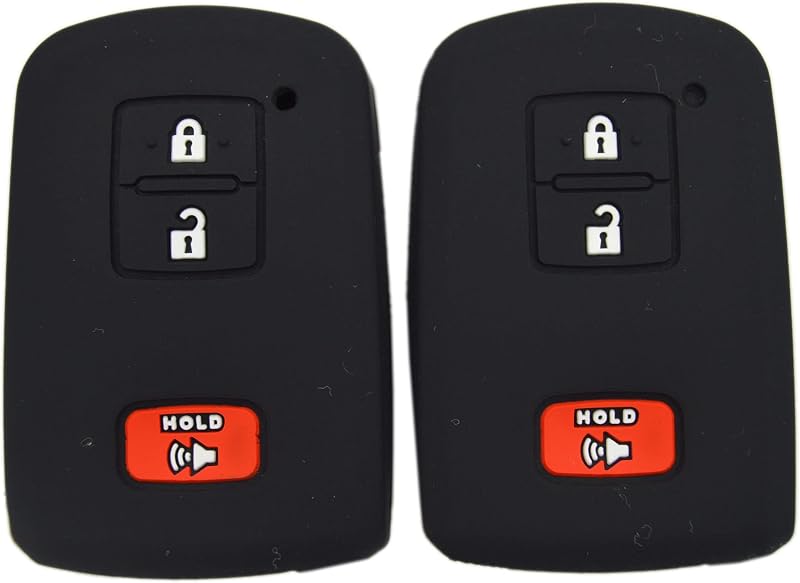 Capa Protetora de Silicone para Chave Canivete Toyota Camry Corolla Highlander Sequoia 4Runner Avalon Preta com 2 Unidades