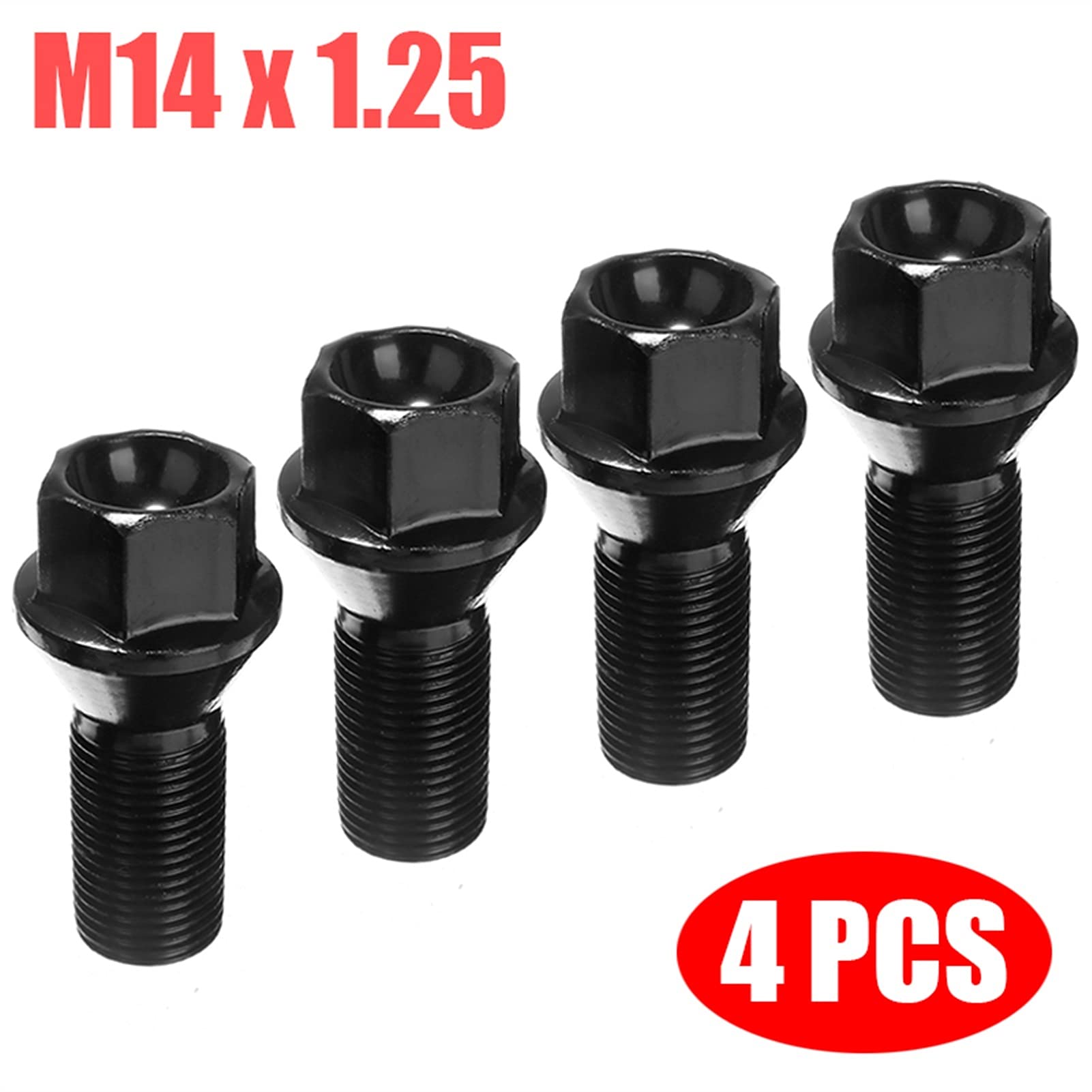 Radschrauben,Radmuttern Kappen 4 stücke M14x1.25 Schwarzes Stahl 