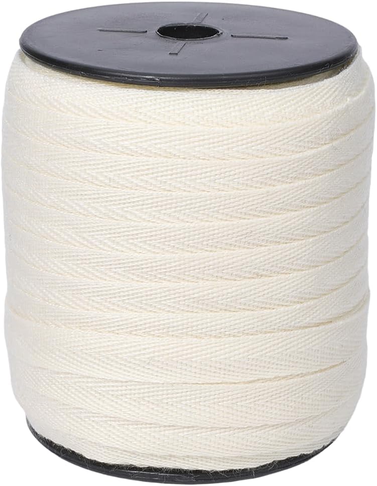 80M White Twill Ribbon Polyester Webbing Cotton Ribbons Strap Thin Soft Braid Fabric Bias Binding Tape With Spool for Diy Crafts Decoration Clothing Accessories Belt Sweatshirt Supply