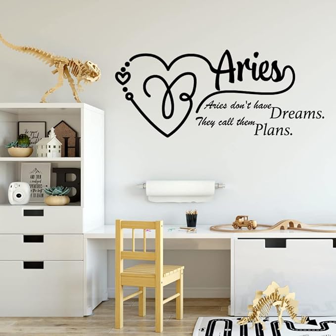 Aries Zodiac Sign Horoscope Aries Fire Sign Aries Dont Have Dreams They Call Them Plans Aries Sign Bedroom Wall Decal Quotes Sticker Adults Girls Boys Room Bedroom Wall Decoration Size (14x20 inch)