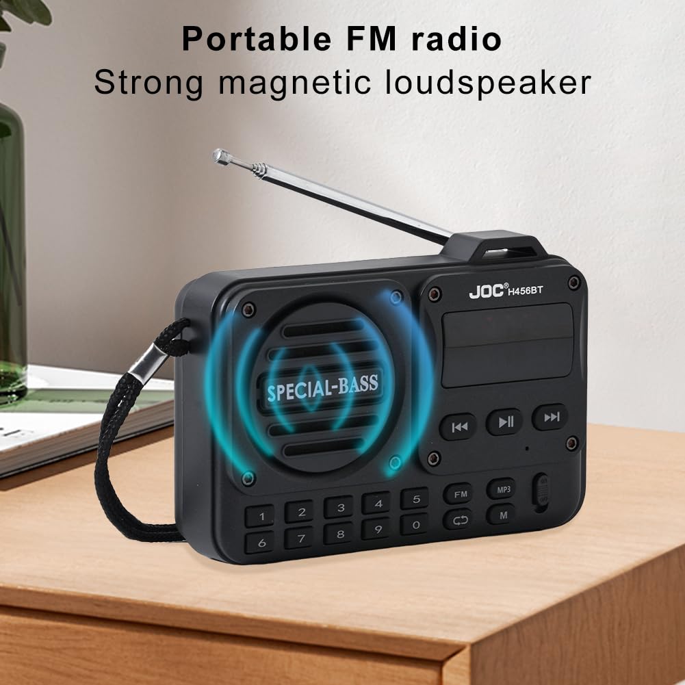 Radio FM Digital portátil, grabadora de Radio Digital Recargable BT 5.4, Altavoz de Radio para Viajes en casa, Regalos para Personas Mayores