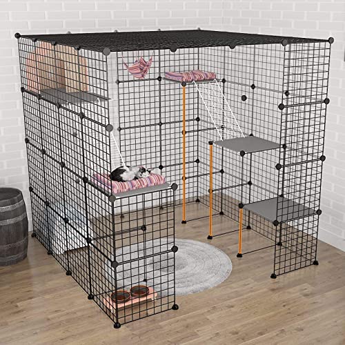 Eiiel Large Cat Cage Indoor Cat Playpen Metal Wire Kennels Crate Small Animal Cage for Kitten Guinea Pig, Bunny and… - Image 6