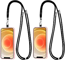 FYY Cordão para celular, [2 unidades] cordões para celular para mulheres/homens, cordão universal para celular ao redor do pescoço compatível com iPhone, Samsung Galaxy e todos os smartphones - preto
