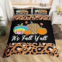 Homemissing Herfst Dekbedovertrek Regenboog Beddengoed Set voor Kinderen Jongens Meisjes Kamer Decor Herfst Blad Dekbed Cover Set Pompoen Geel Rood Sprei Cover 3 Stks Rits Dubbel
