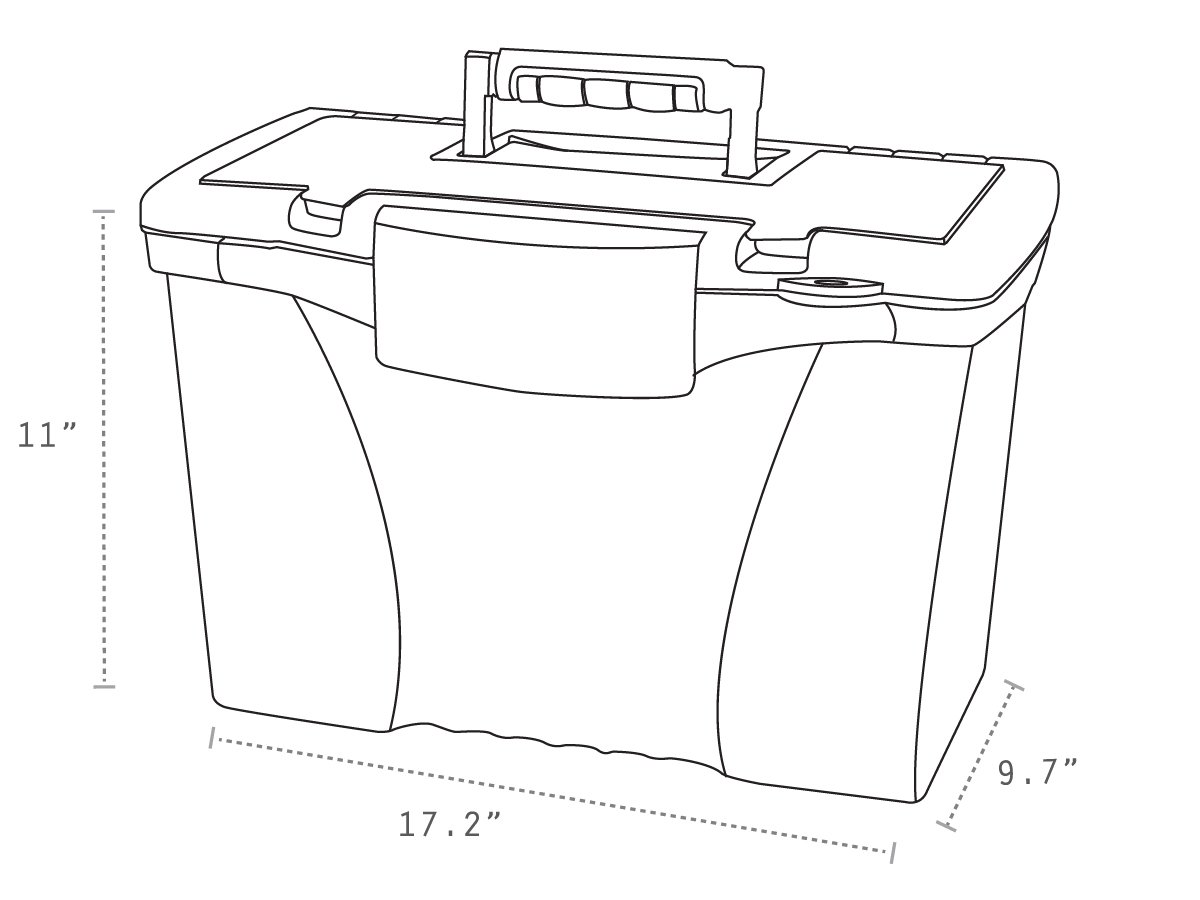Storex Caja de archivos portátil con tapa organizadora, 17.13 x 9.63 x 11 pulgadas, esmerilado/plateado (61511A01C)