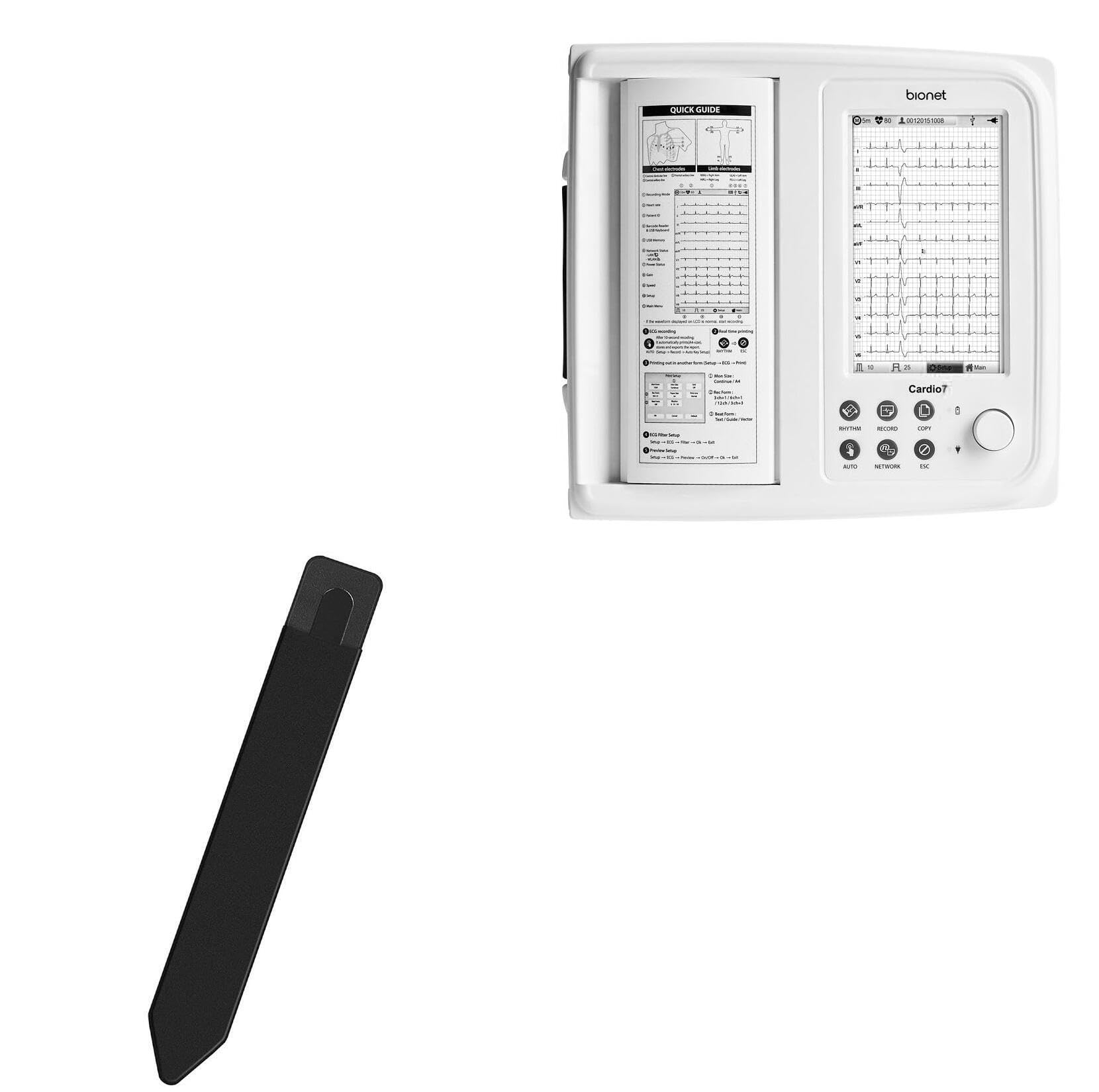 BoxWave Stylus Pouch Compatible with Bionet Cardio7 - Stylus PortaPouch, Pen Stylii Holder Carrier Portable Self-Adhesive - Jet Black