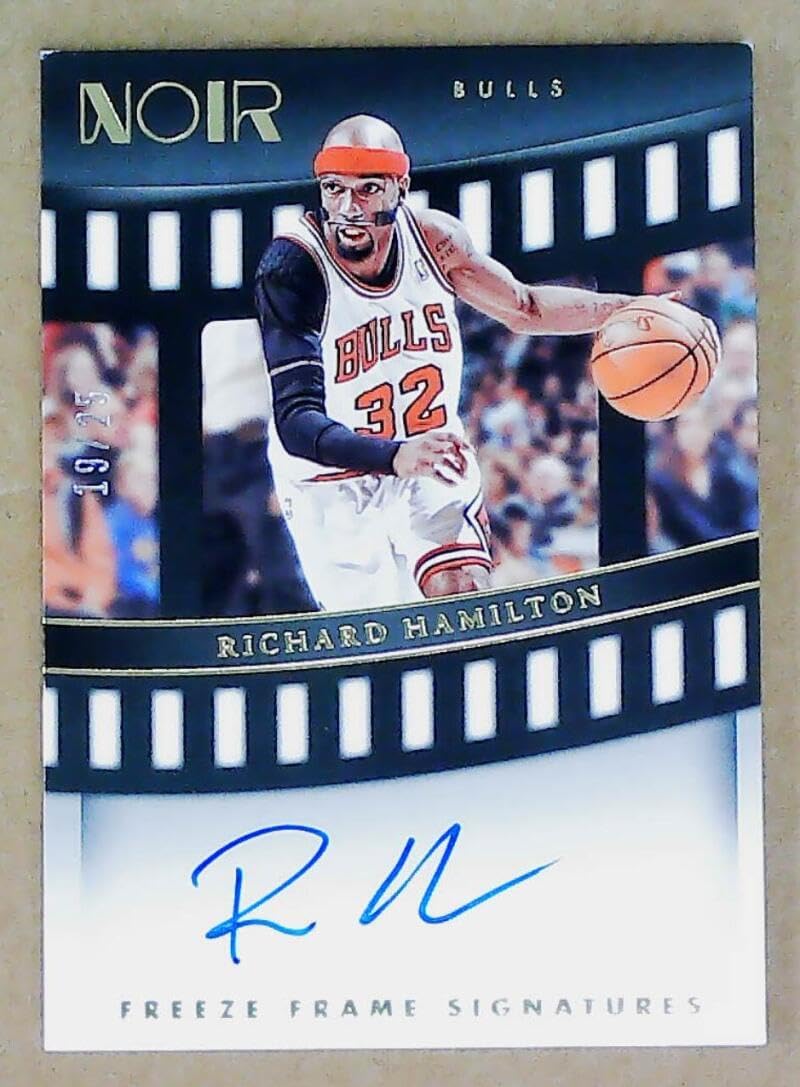 2022-23 Panini Noir Freeze Frame Signature Gold Richard Hamilton AUTO 19/25 Chicago Bulls NBA Basketball Trading Card
