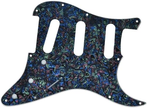 Miniatura 8 de KAISH Protector de púas SSS de 11 agujeros STStrat para StratocasterStrat fabricado en Estados UnidosMéxico, negro perla