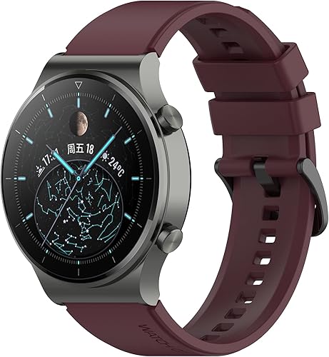 GANYUU Smart Watch - Correa de silicona oficial para Huawei Watch GT2 GT 2 Pro de 1.811in Gt 2e 3 3 Pro (color rojo vino, tamaño para Huawei Watch 3) GANYUU Smart Watch - Correa de silicona oficial para Huawei Watch GT2 GT 2 Pro de 1.811in Gt 2e 3 3 Pro (color rojo vino, tamaño para Huawei Watch 3)