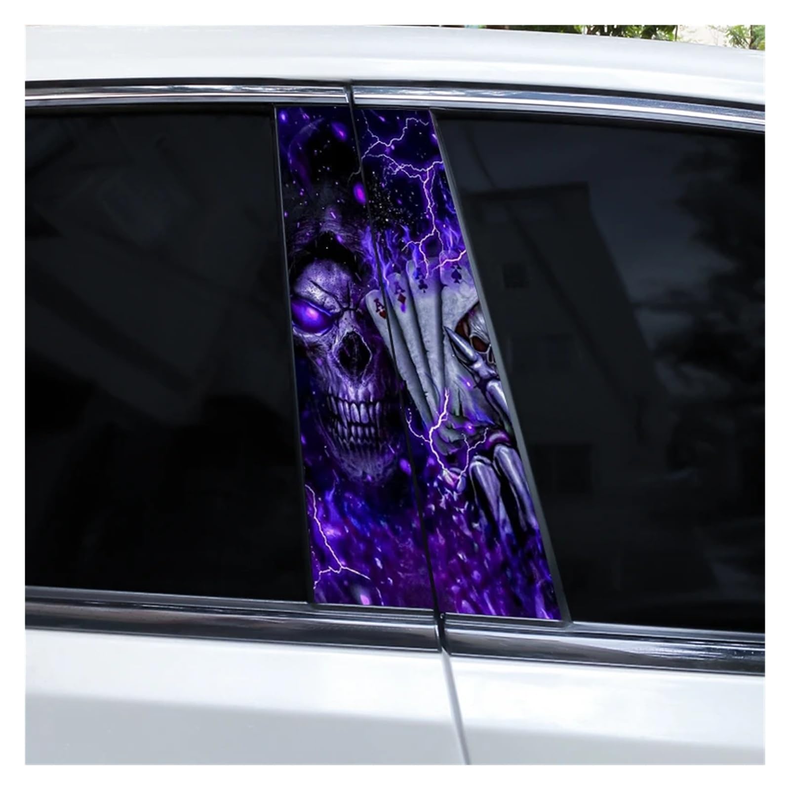Car Side Decals 2pcs Horror Grim Skull Reaper Car Door B-Pillar Sticker DIY Vinyl Self-Adhesive Center Column Decal(Style F)