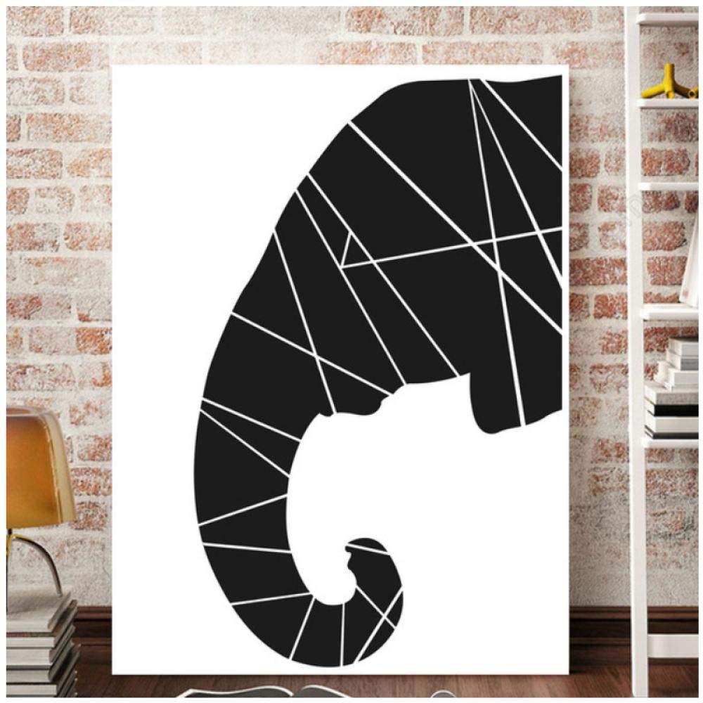 Cuadros modernos abstractos en blanco y negro con diseño de elefante de flamenco, para dormitorio de niños, lienzo de lona para pintar, 50 x 70 cm, 3 piezas, sin marco