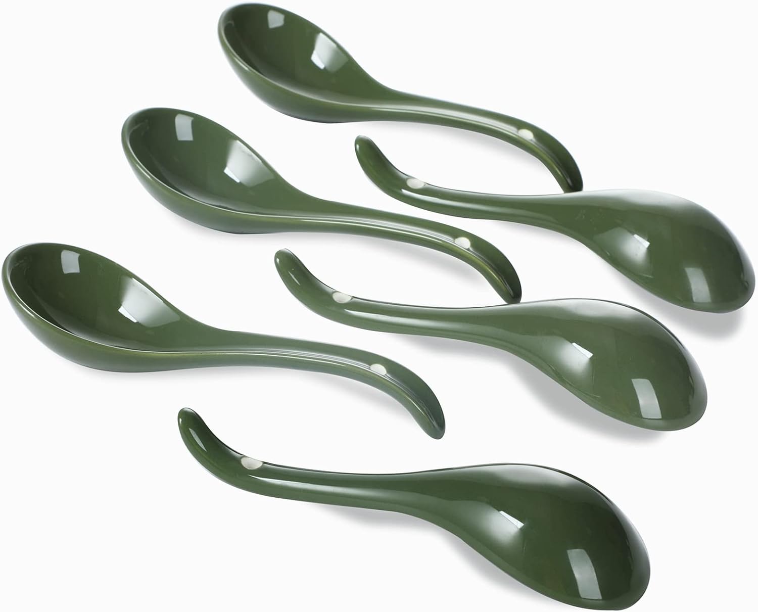 Asian Soup Spoons Set of 6, Ceramic Japanese Soup Spoons