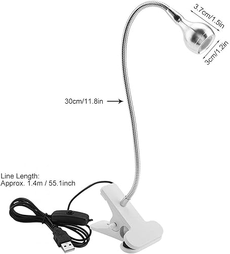 Miniatura 5 de Mini lámpara de noche de escritorio con clip, luz LED USB de cuello de cisne para protección de ojos, lámpara de cabecera para estudio en casa