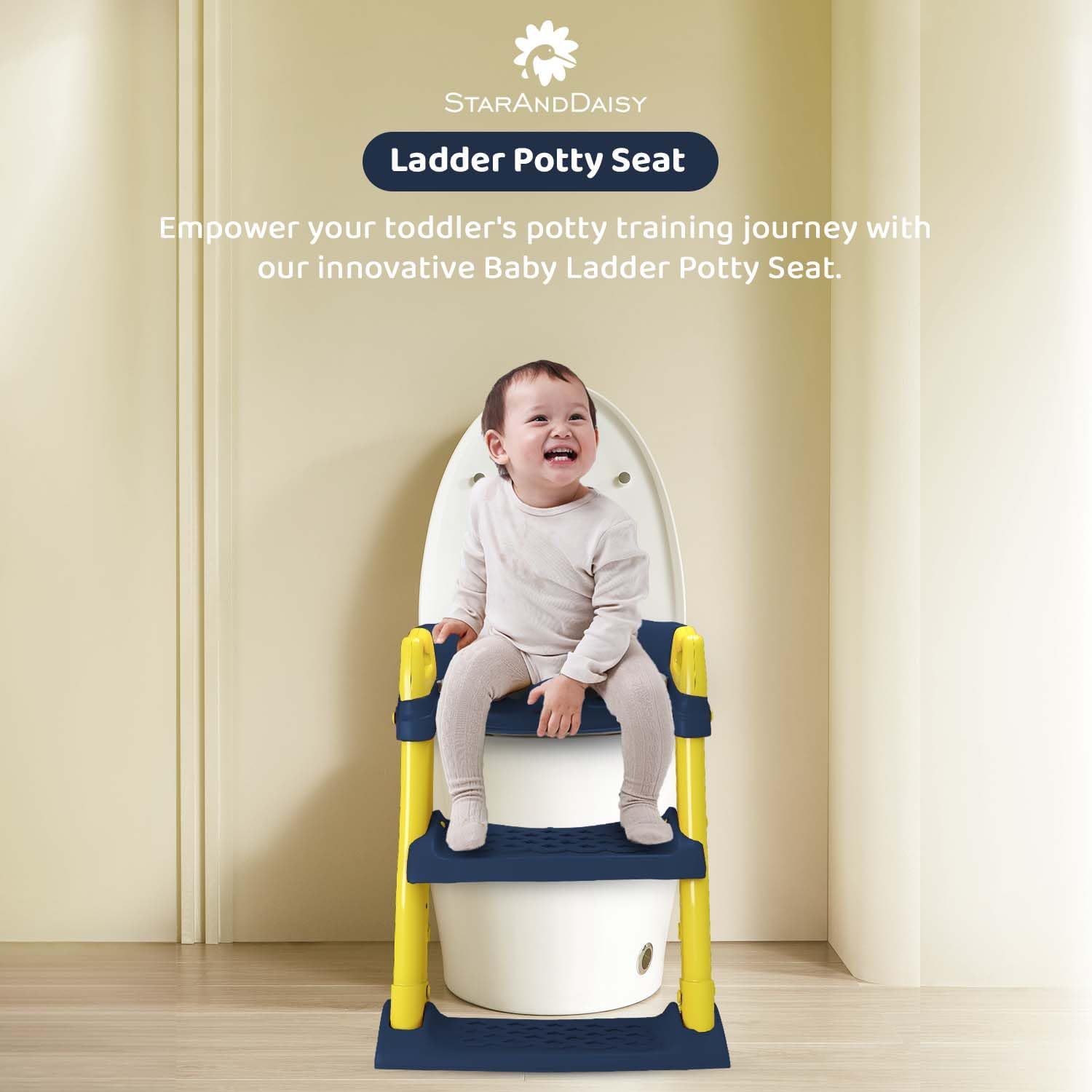 StarAndDaisy Potty Training Seat β Potty Seat for Kids 1-5 Years/Ladder Baby Potty Seat with Comfortable Soft Cushion, Anti-Skid Legs, Handles & Splash Guard