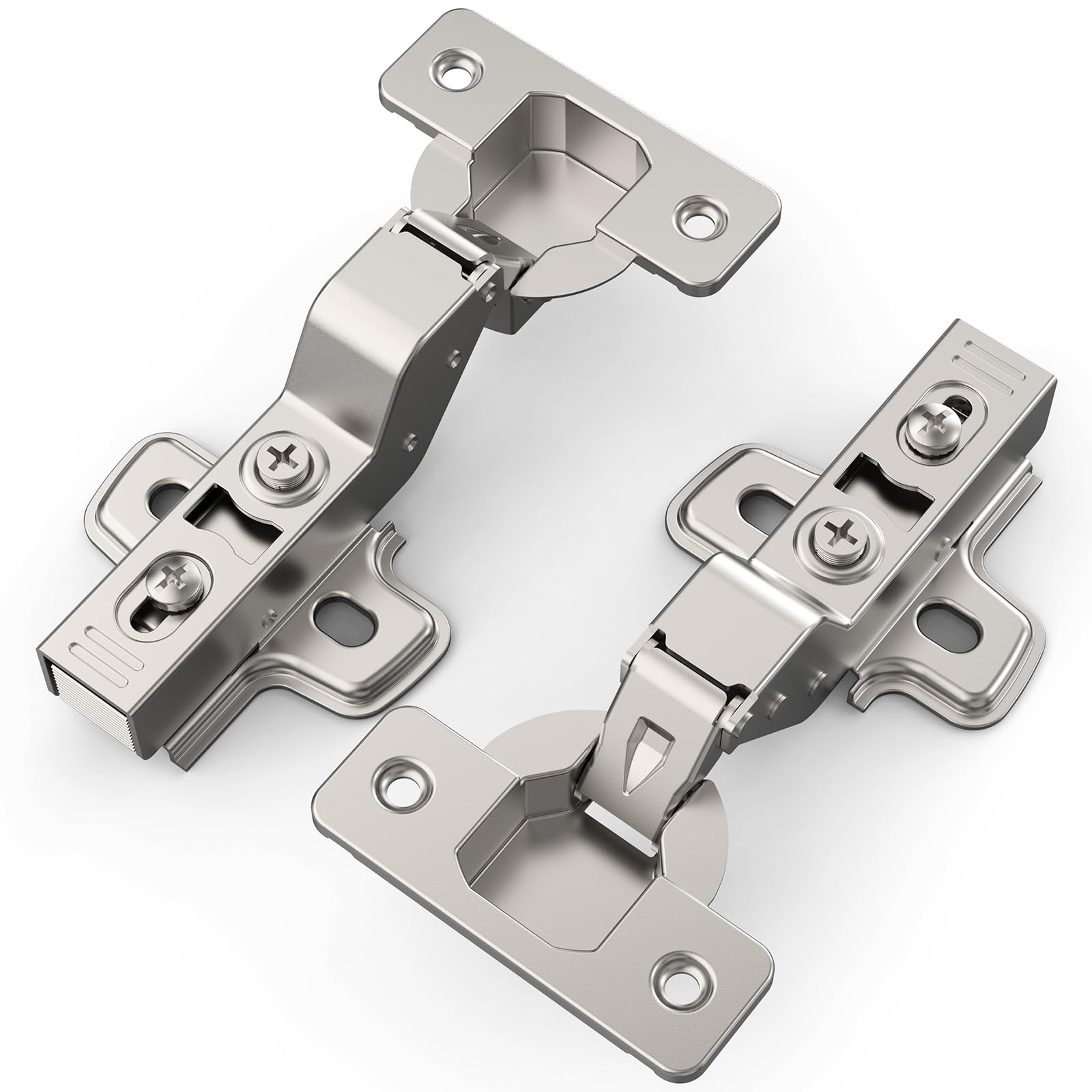 Photo 1 of Chibery 10 Pack Inset Soft Close Concealed Frameless Cabinet Hinges, Satin Nickel, 105°, Stop at Will 45-105 Degree, Self Closing, 3D Adjustment, Clip On, Stainless Steel for Cupboard Kitchen