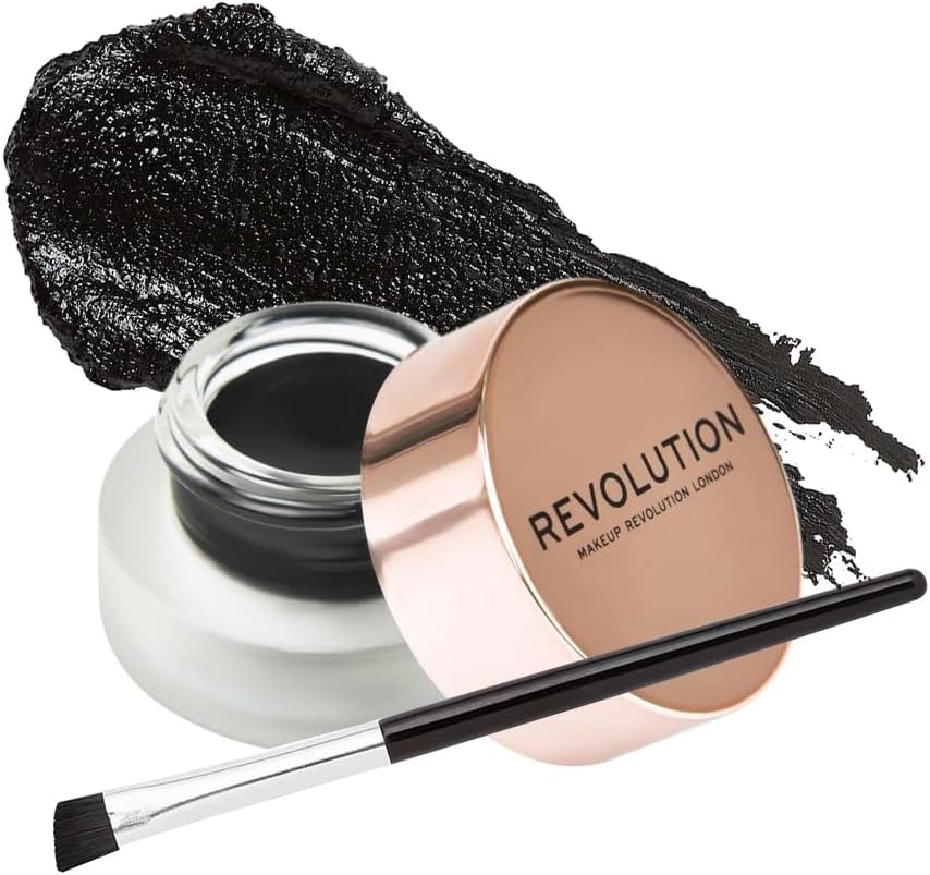 | Gel Eyeliner Pot With Brush - Jet Black | Highly Pigmented, Smudge-Proof & Long Lasting | Includes Angled Brush | Vegan & Cruelty-Free | 3 g