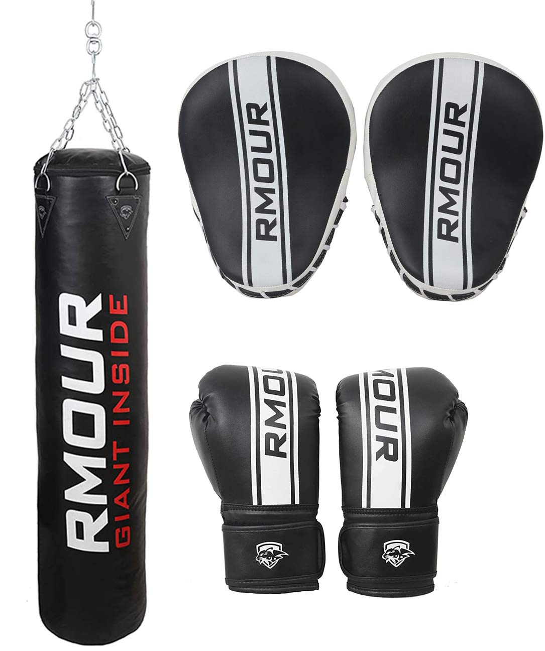 RMOUR Unfilled Black Heavy PU Punch Bag Boxing MMA Sparring Punching Training Kick Boxing Muay Thai with Hanging Chain, Boxing Gloves and Focus Pads Curved (6 Feet) (B08KJNNZZR) Amazon Price History, Amazon Price Tracker