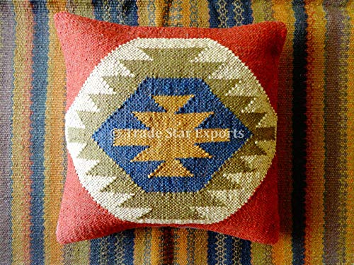 Tradestar 18x18 Kilim Pillow Cover Boho Jute Cushions, Decorative Throw Pillow Cases, Handwoven Cushion Cover, Ethnic Pillow Shams Housewarming Gifts for Living Room
