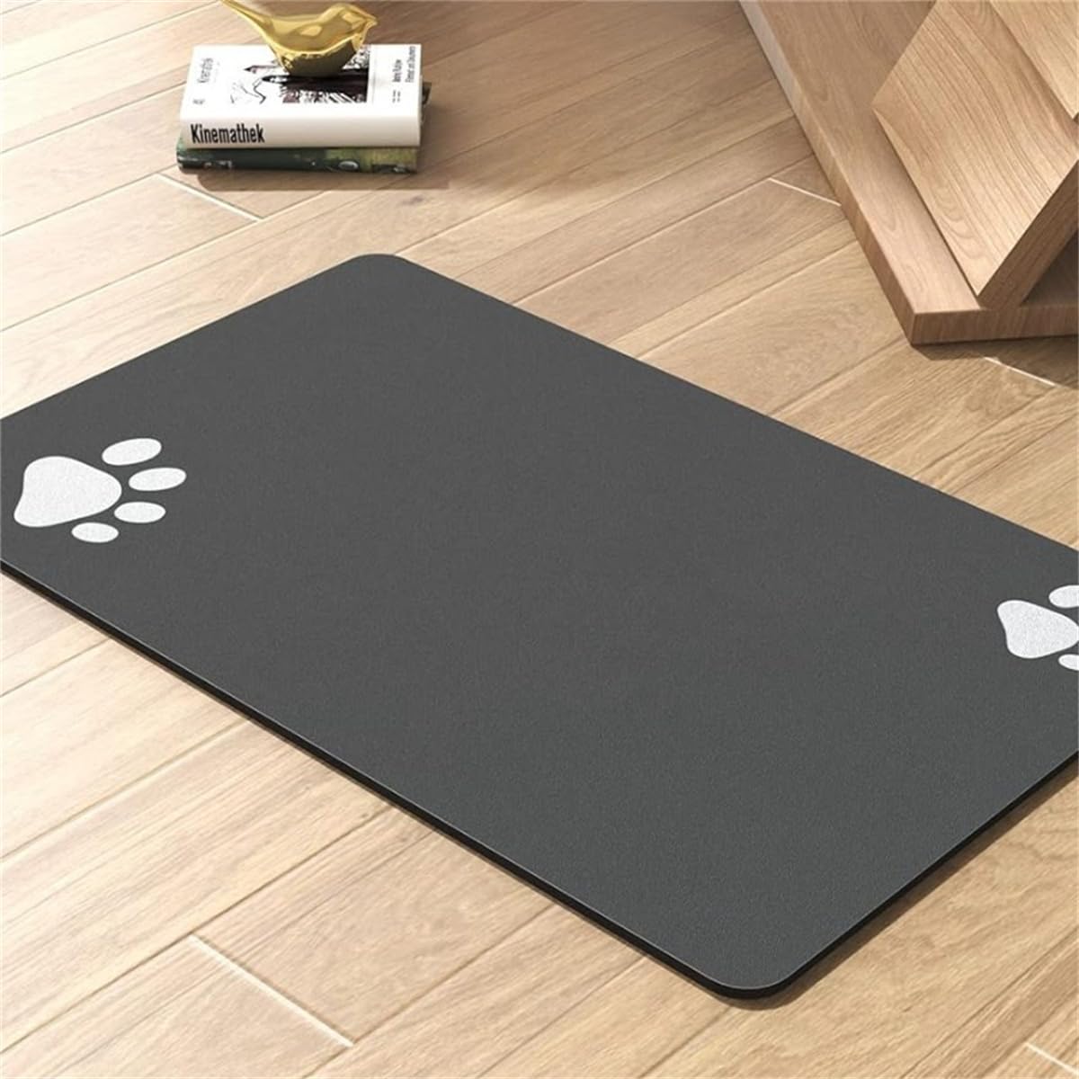 Xisnuient Pet Feeding Mat Absorbent Non-Slip No Stains Quick Dry Pet Carpet Dog Bowl Mat And Dog Feeding Mat Pet Water Food Bowl Pad Dog Water Dispenser Mat Cat Dog Mat For Water Bowl (60x90cm,Black)