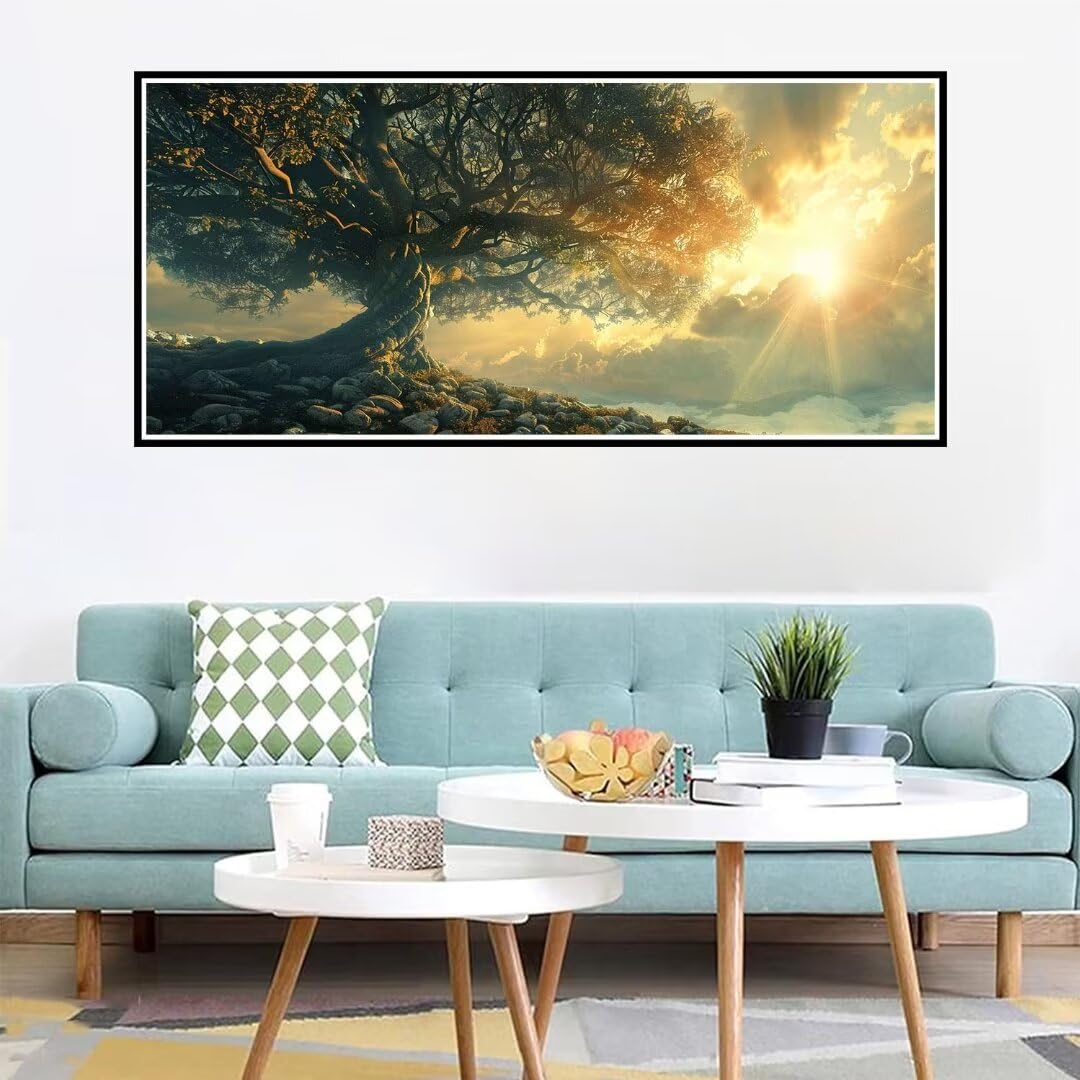 2 Pezzi tramonto Pittura Diamante, 5D Diamond Painting Albero, 40x90cm Diamond Painting Grandi Dimensioni, Strass Ricamo a Punto Croce Kit Diamond Painting per Decorazioni Natalizie Casa e Regalo P-4