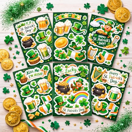 St Patricks Day Stickers - St Patricks Day Accessories Cute Leprechaun Shamrock & Beer Stickers Stickers for Water Bottle Laptop Gifts Party Favors Craft Supplies