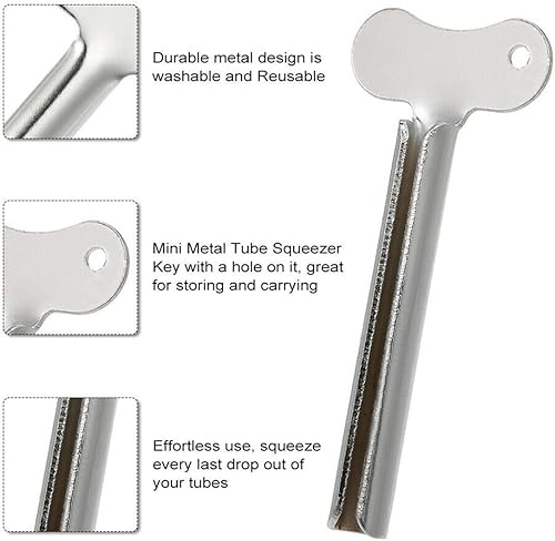 Miniatura 3 de Exprimidor de pasta de dientes, 3 paquetes de exprimidores de tubo de pasta de dientes de metal inoxidable, exprimidor de dientes enrollables para