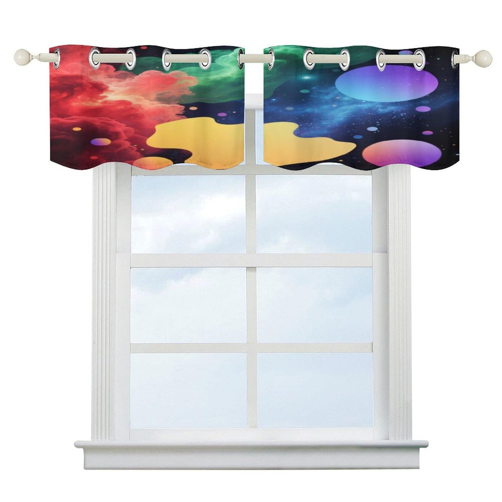 Fekiloot Style Neon Nebula Short Curtains Valance Curtain