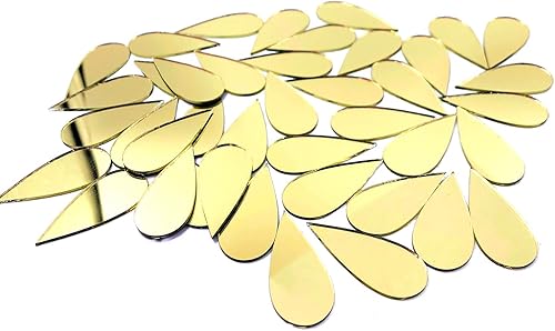 CHENRUI 100pcs largo lágrima espejo mosaico azulejos artesanía espejos (plata)