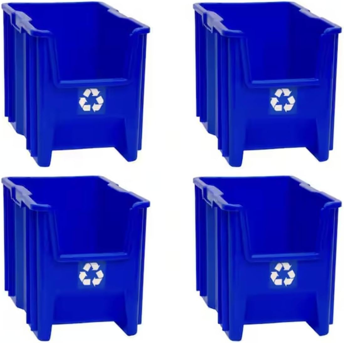 Blue Stackable Open-Front Recycling Bin Box Containers (4-pack) EW57436