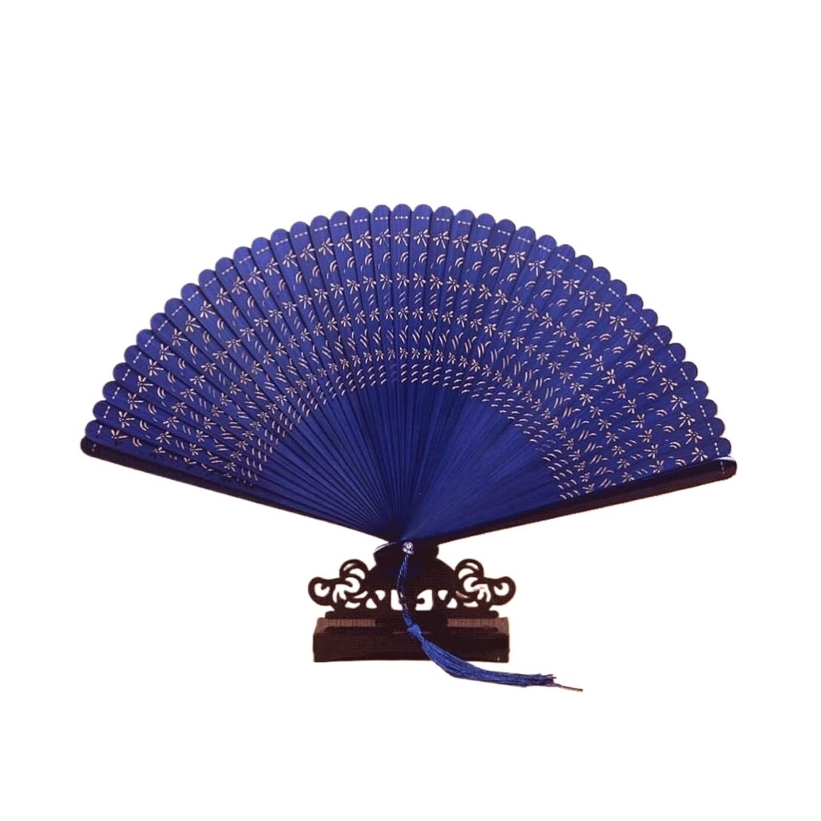 Folding Fans Hand Fan Hollowed Hand Held Folding Fans with Tassel for Wedding Decoration Birthday Home Gift Dragonfly Pattern Decorative(Color:Rood) (Blauw one size)