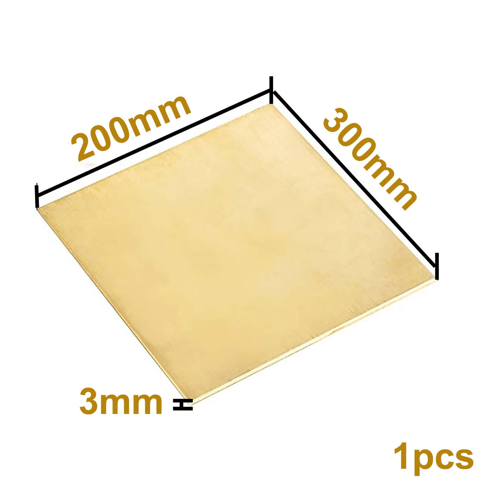 1 Stück Messingblech – 3 mm dickes Präzisionsmetall | Gute Plastizität, ausgezeichnete Leitfähigkeit | 150 x 150 mm, 200 x 300 mm, 50 x 100 mm(200x300mm)