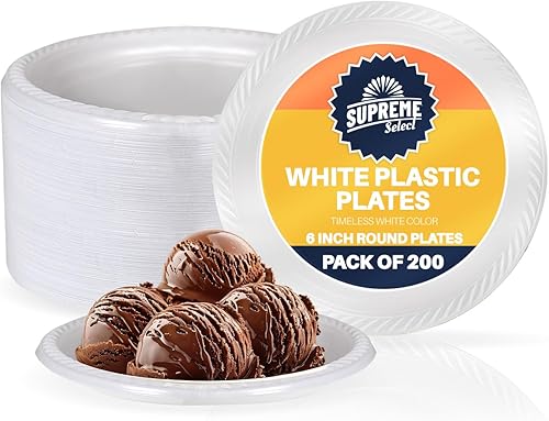 Miniatura 2 de Supreme Select Platos de plástico desechables blancos Juego de 200 platos  Platos de 10 pulgadas Elegantes platos de cena de fiesta - Juego de