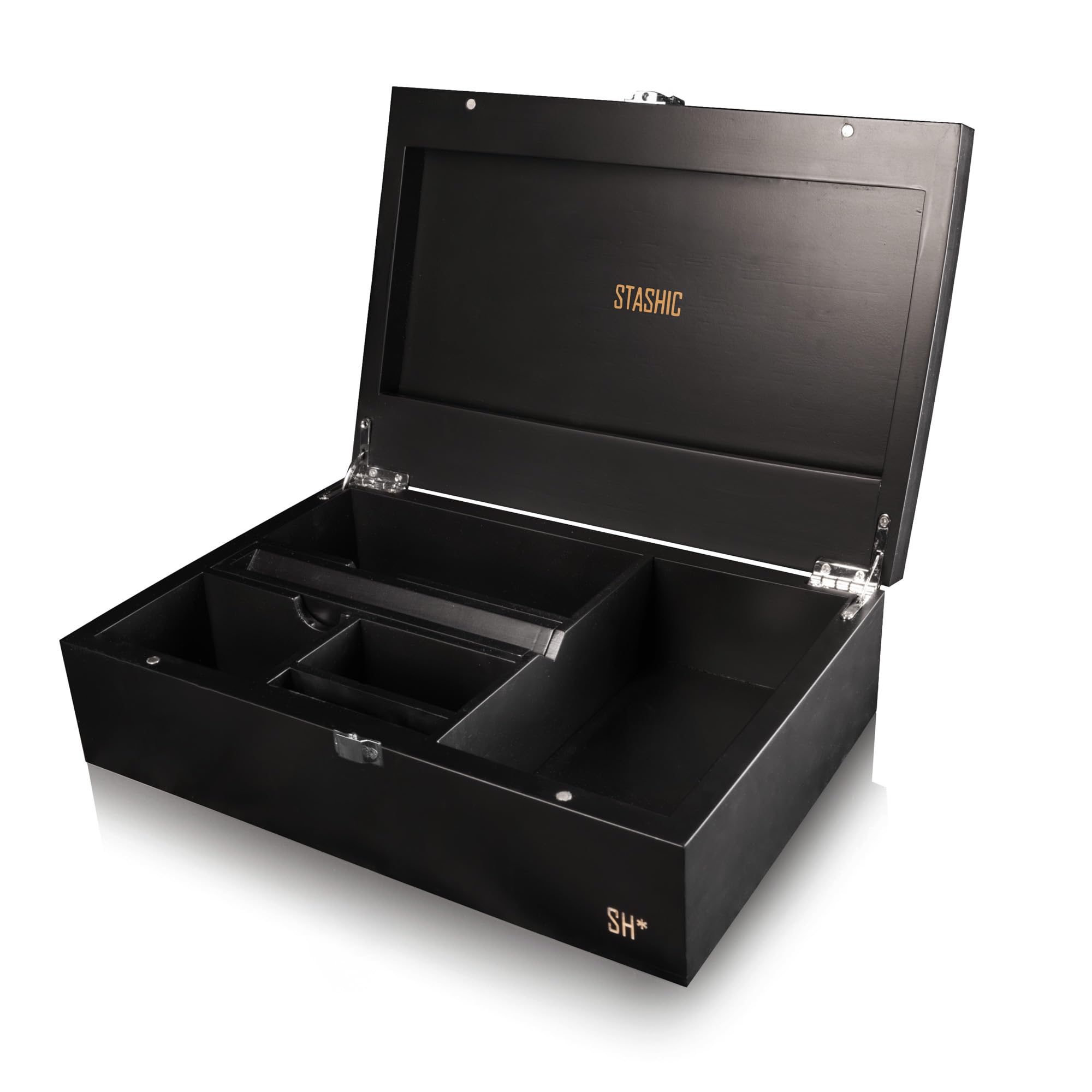 Stashic Black Stash Box - Rolling Box - Bamboo Box - Sh* (Latch, )