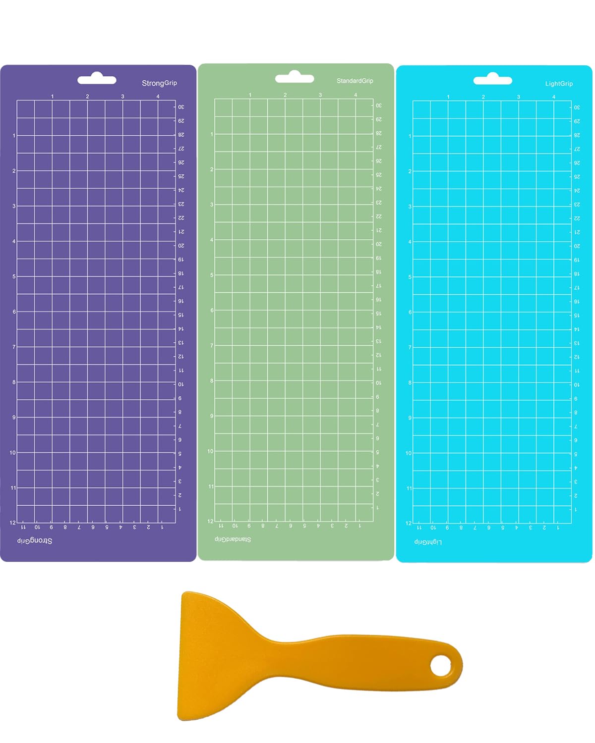 4PCS Mats, 3 Pack with Scraper Tool, Blue Green Purple Cutting Mats for DIY Craft Projects, Standard Grip for Medium Weight Materials, Compatible with Machines-image-49