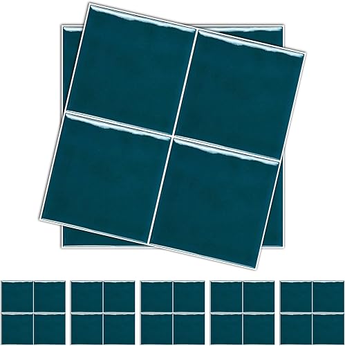 Miniatura 9 de Alwayspon Adhesivo de vinilo brillante de ladrillo de Provenza, autoadhesivo para azulejos de pared de transferencia de salpicaduras para cocina y