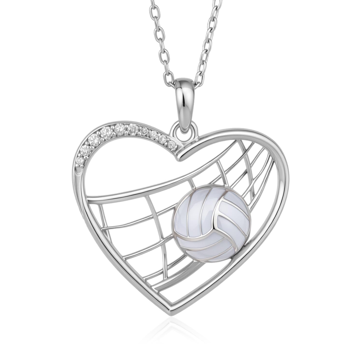 Volleyball Necklace Lab Diamond 925 Silver Heart Pendant Jewelry for Women | Lab Grown Di…