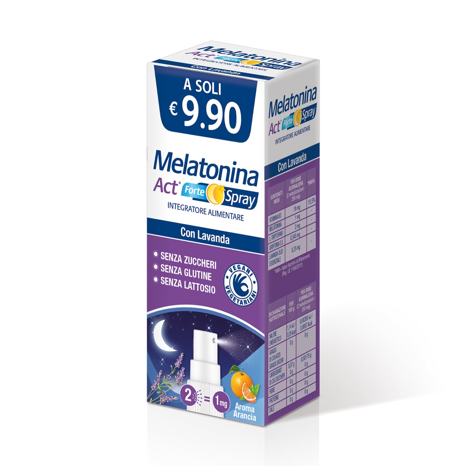 Melatonina Act Forte Spray, Integratore Alimentare a Base di Melatonina Favorisce il Rilassamento ed il Sonno, Aroma Arancia, Adatto a Vegani e Vegetariani - 1 Confezione da 15 ml